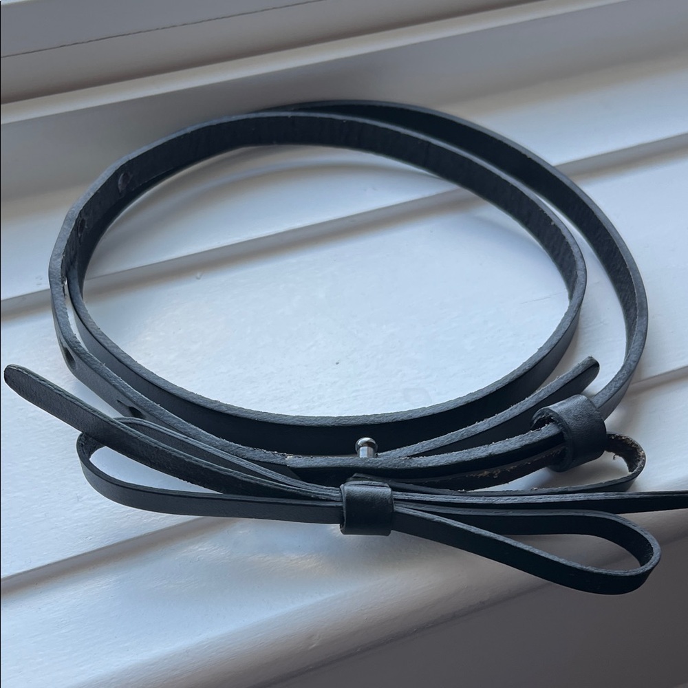 Black Leather Bow Belt